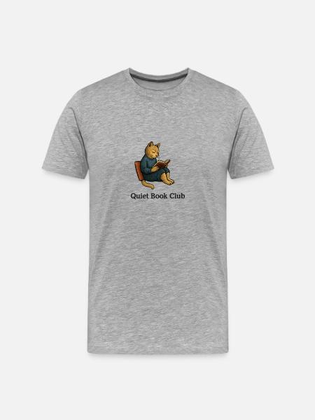 Katz im Leseclub - Männer Premium Bio T-Shirt - Grau meliert