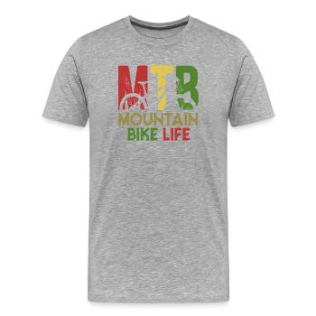 MTB Mountainbike Life Retro-Grafik - Männer Premium Bio T-Shirt - Grau meliert - Vorne - Damien (186cm)