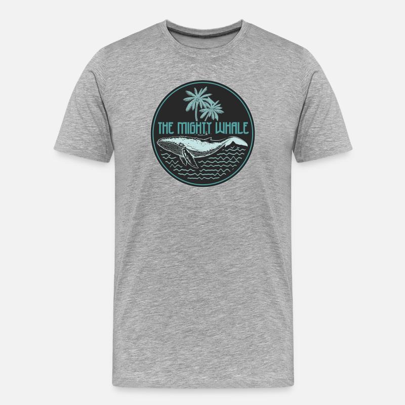 Mighty Whale Tropical Ocean Abzeichen - Männer Premium Bio T-Shirt - Grau meliert