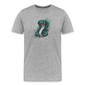 Cobra dans un motif d’impression d’attaque - T-shirt bio Premium Homme - gris chiné - Devant - Damien (186cm)