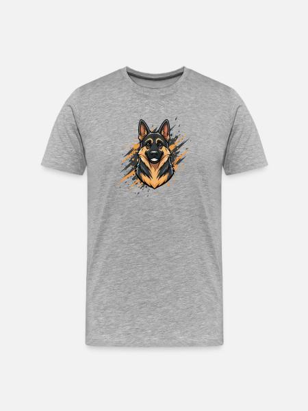 Schäferhund Kopf Spraykunst - Männer Premium Bio T-Shirt - Grau meliert