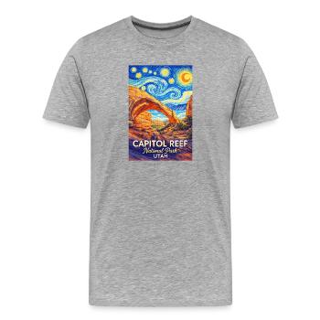 Capitol Reef Nationalpark, Utah Sternennacht - Männer Premium Bio T-Shirt - Grau meliert - Vorne - Damien (186cm)