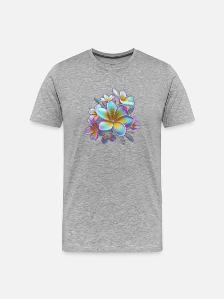 Regenbogen Plumeria Farbexplosion - Männer Premium Bio T-Shirt - Grau meliert