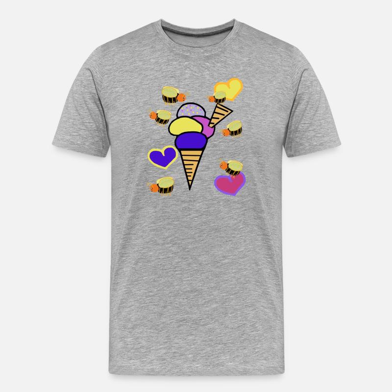 Retro Eis Eiskrem Eiscreme Bienen - Männer Premium Bio T-Shirt - Grau meliert