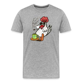 Kaffee Kippen Zigaretten Huhn Pause - Männer Premium Bio T-Shirt - Grau meliert - Vorne - Damien (186cm)