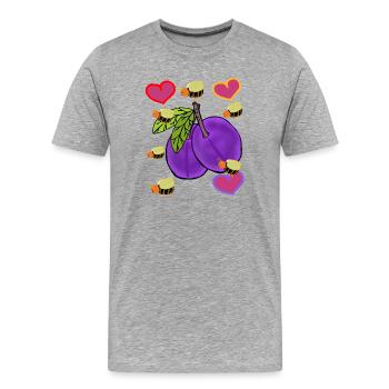 Prunes aux cœurs d’abeille - T-shirt bio Premium Homme - gris chiné - Devant - Damien (186cm)