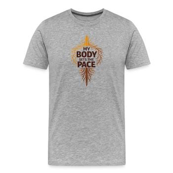Guérison somatique Thérapie somatique - T-shirt bio Premium Homme - gris chiné - Devant - Damien (186cm)