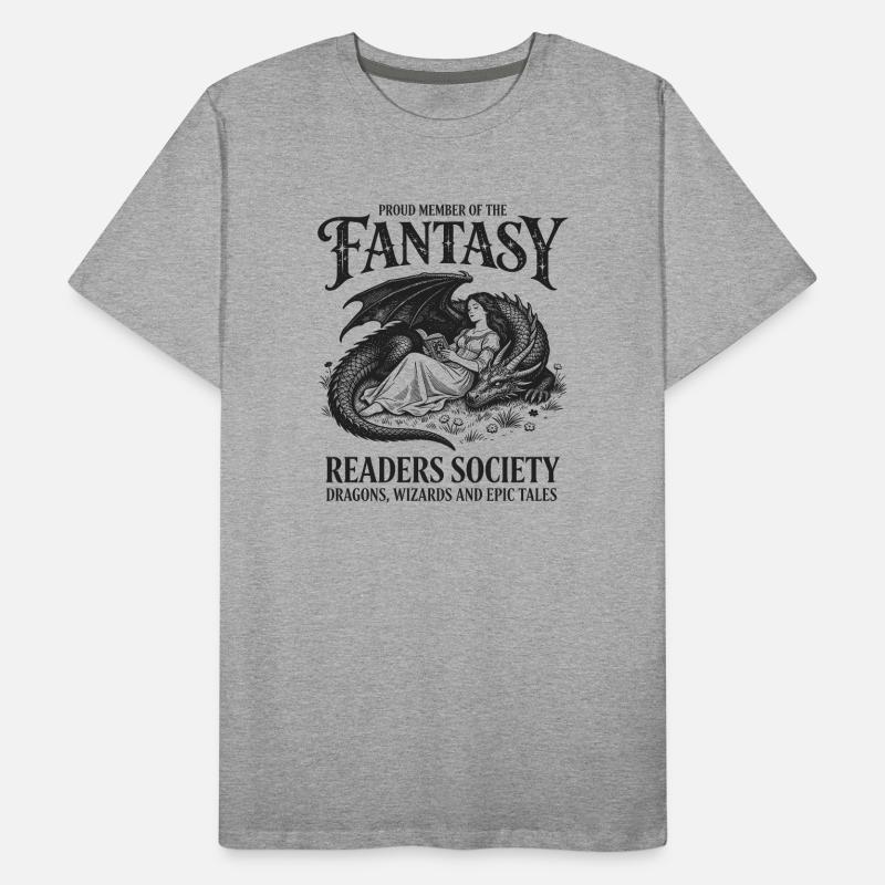 Fantasy Readership Dragons and Mages Men's Premium Organic T-Shirt