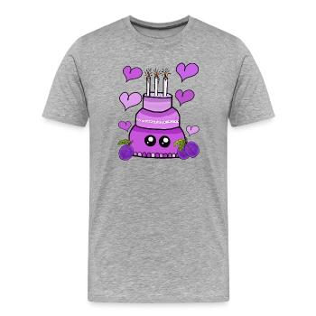 Gâteau aux prunes Gâteau d’anniversaire Kawaii - T-shirt bio Premium Homme - gris chiné - Devant - Damien (186cm)