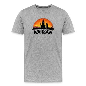 Sonnenuntergang über Warschau - Männer Premium Bio T-Shirt - Grau meliert - Vorne - Damien (186cm)