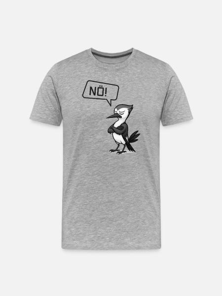 Nö! Specht – Sturer Vogel macht Pause - Männer Premium Bio T-Shirt - Grau meliert