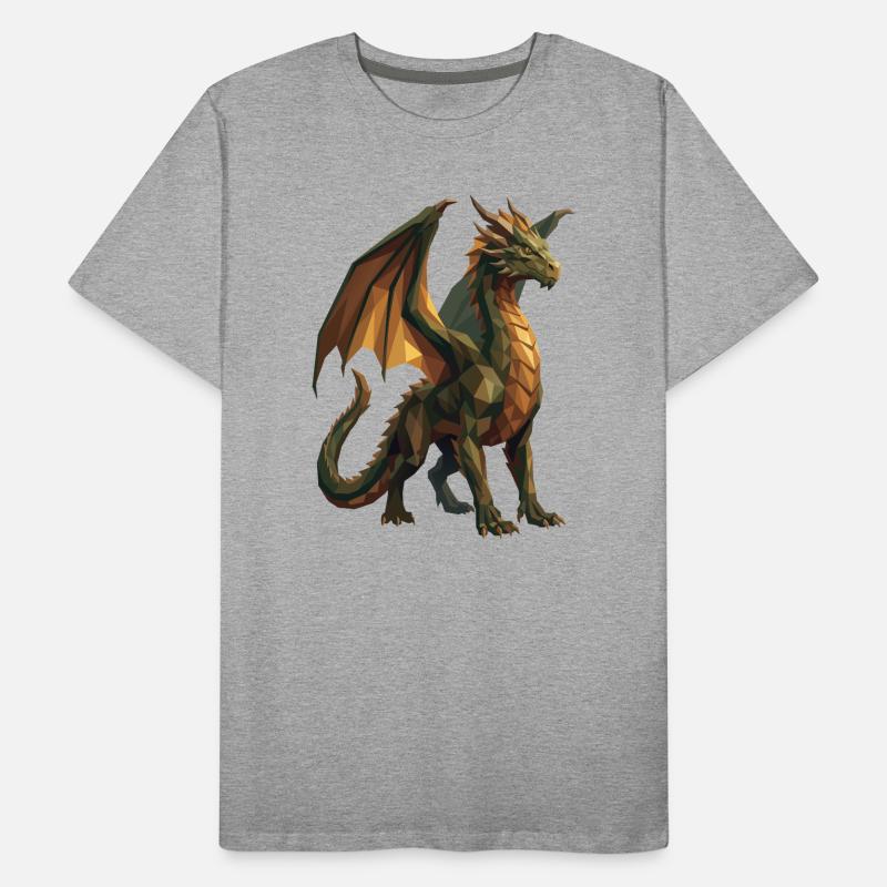 Geometric Low Poly Green Dragon Art Men's Premium Organic T-Shirt