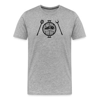 Grill Steak - Männer Premium Bio T-Shirt - Grau meliert - Vorne - Damien (186cm)