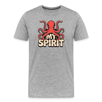 Oktopus Spirit - Männer Premium Bio T-Shirt - Grau meliert - Vorne - Damien (186cm)