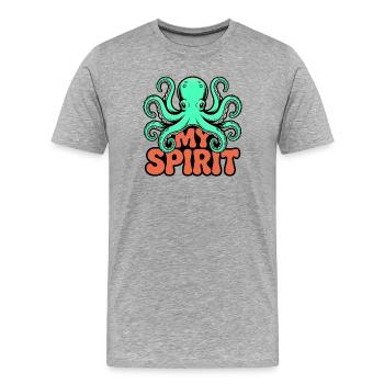 Oktopus Spirit - Männer Premium Bio T-Shirt - Grau meliert - Vorne - Damien (186cm)