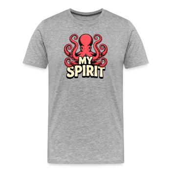 Oktopus Spirit - Männer Premium Bio T-Shirt - Grau meliert - Vorne - Damien (186cm)