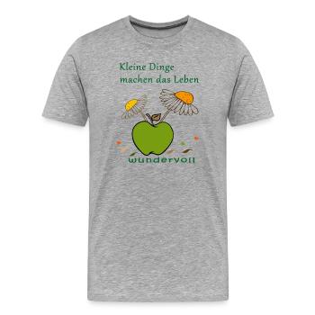 Apfel mit Kamellenblüten - Männer Premium Bio T-Shirt - Grau meliert - Vorne - Damien (186cm)