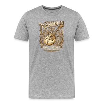 Mandolin Eight Strings of Happiness - Mandoline - Männer Premium Bio T-Shirt - Grau meliert - Vorne - Damien (186cm)