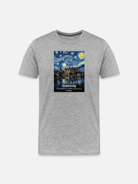 Schwerin Germany Sternennacht - Männer Premium Bio T-Shirt - Grau meliert