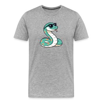 Snake Casual Sunglasses - Men's Premium Organic T-Shirt - heather grey - Front - Damien (186cm)