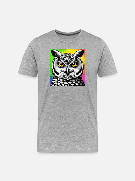 Eule - Männer Premium Bio T-Shirt - Grau meliert