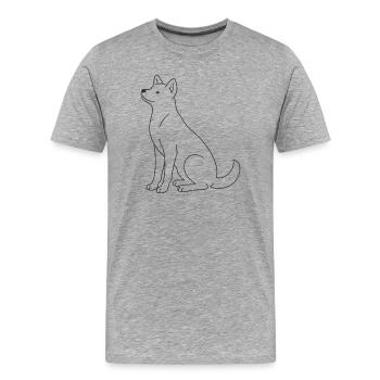 Dog Line Art Minimalist Pet Design - Men's Premium Organic T-Shirt - heather grey - Front - Damien (186cm)