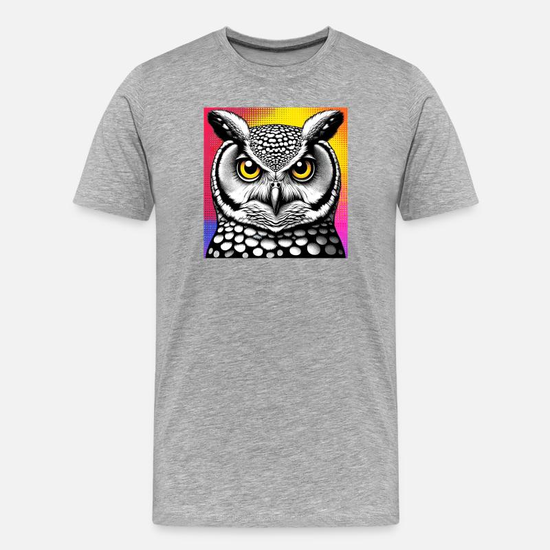 Eule - Männer Premium Bio T-Shirt - Grau meliert