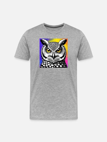 Eule - Männer Premium Bio T-Shirt - Grau meliert