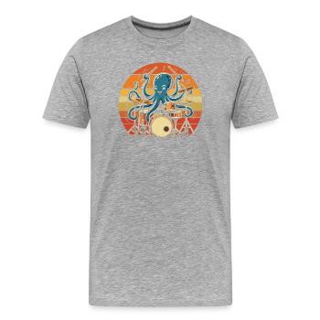 Octopus Batteur rythmique - T-shirt bio Premium Homme - gris chiné - Devant - Damien (186cm)