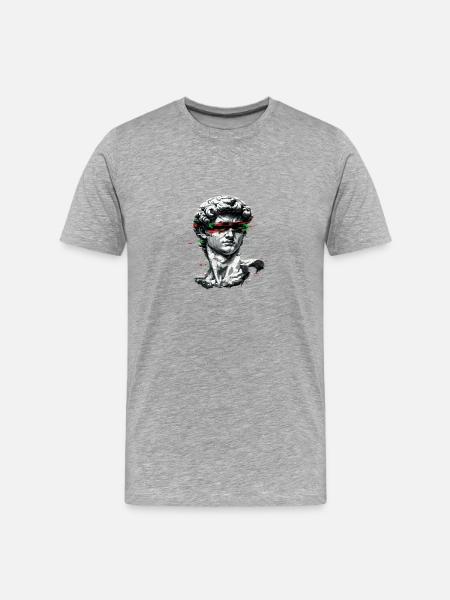 Bust Glitch Barock - Männer Premium Bio T-Shirt - Grau meliert