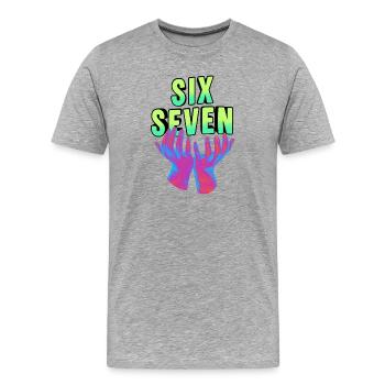Six seven Meme 67 - Men's Premium Organic T-Shirt - heather grey - Front - Damien (186cm)