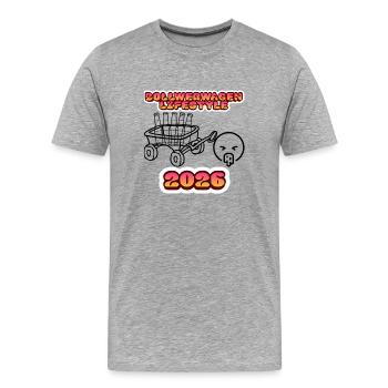 Mode de vie en charrette à main 2026 – Tournée rétro de la fête des pères - T-shirt bio Premium Homme - gris chiné - Devant - Damien (186cm)