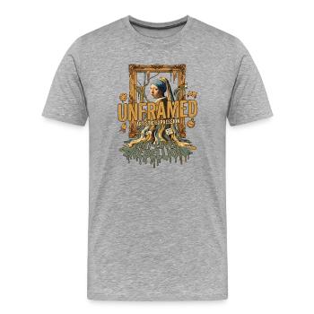 Rébellion des amateurs d’art - T-shirt bio Premium Homme - gris chiné - Devant - Damien (186cm)