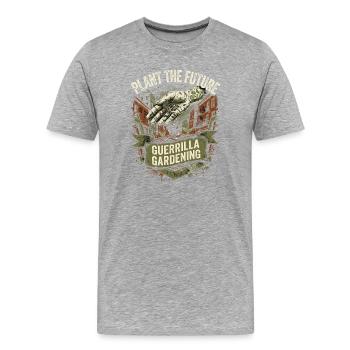 Guerrilla Gardening For Future - Männer Premium Bio T-Shirt - Grau meliert - Vorne - Damien (186cm)