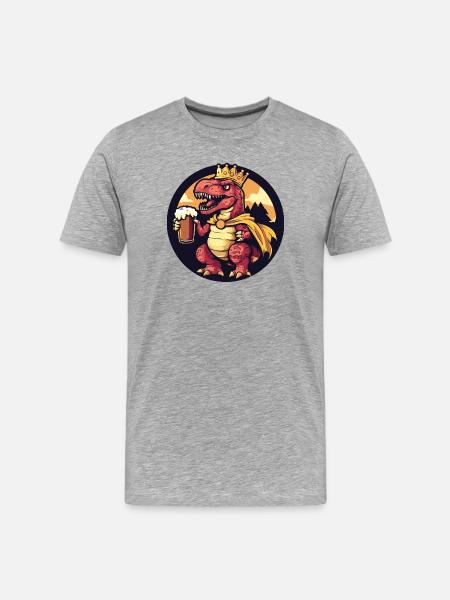 Dinosaur T-Rex Beer Funny - Men's Premium Organic T-Shirt - heather grey