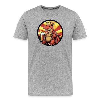 Bière dinosaure Brontosaurus Drôle - T-shirt bio Premium Homme - gris chiné - Devant - Damien (186cm)