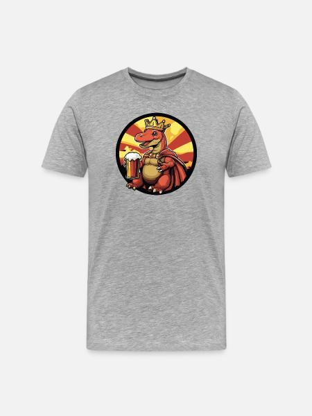 Dinosaur Brontosaurus Beer Funny - Men's Premium Organic T-Shirt - heather grey