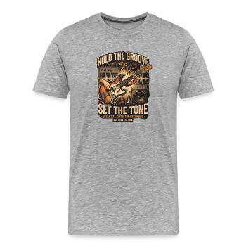 Hold the Groove Set the Tone - Men's Premium Organic T-Shirt - heather grey - Front - Damien (186cm)