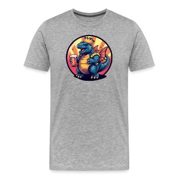 Bière Dinosaure Stegosaurus Drôle - T-shirt bio Premium Homme - gris chiné - Devant - Damien (186cm)