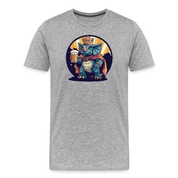Bière de tricératops dinosaure Drôle - T-shirt bio Premium Homme - gris chiné - Devant - Damien (186cm)