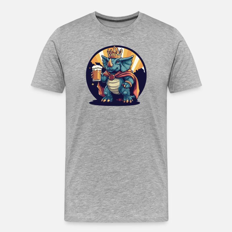 Dinosaurier triceratops Bier Lustig - Männer Premium Bio T-Shirt - Grau meliert