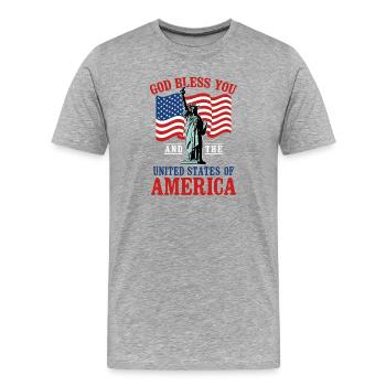 God Bless USA Patriotic Statue Liberty Flag Design - Men's Premium Organic T-Shirt - heather grey - Front - Damien (186cm)