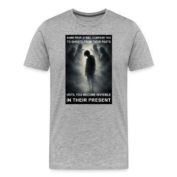 Fantômes du passé - Invisibles dans le présent - T-shirt bio Premium Homme - gris chiné - Devant - Damien (186cm)