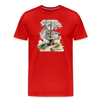 Treehouse Dreams Glass Haven - Men's Premium Organic T-Shirt - red - Front - Damien (186cm)