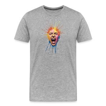 Explosive Farbexplosion Gesicht Ausdrücken - Männer Premium Bio T-Shirt - Grau meliert - Vorne - Damien (186cm)
