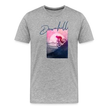 Downhill MTB - Modèle d’impression sculpté à la main - T-shirt bio Premium Homme - gris chiné - Devant - Damien (186cm)