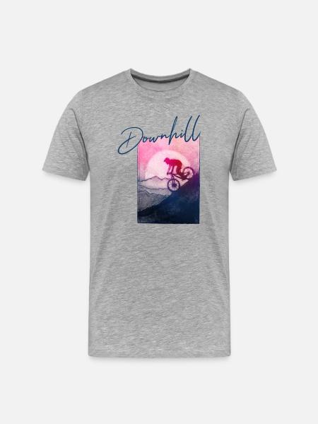Downhill MTB - handgeschnitzte Druckvorlage - Männer Premium Bio T-Shirt - Grau meliert