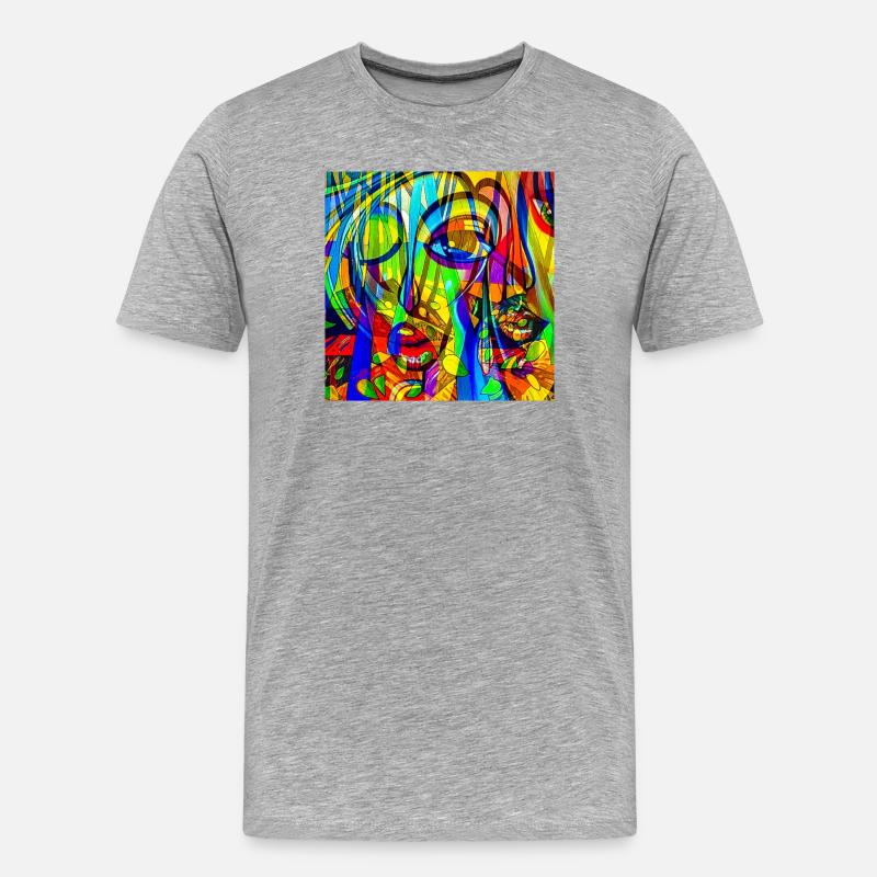 Farbmuster Face-Abstract - Männer Premium Bio T-Shirt - Grau meliert