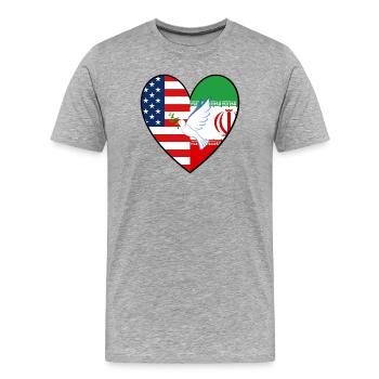 USA Iran Flaggen Frieden Taube Peace - Männer Premium Bio T-Shirt - Grau meliert - Vorne - Damien (186cm)