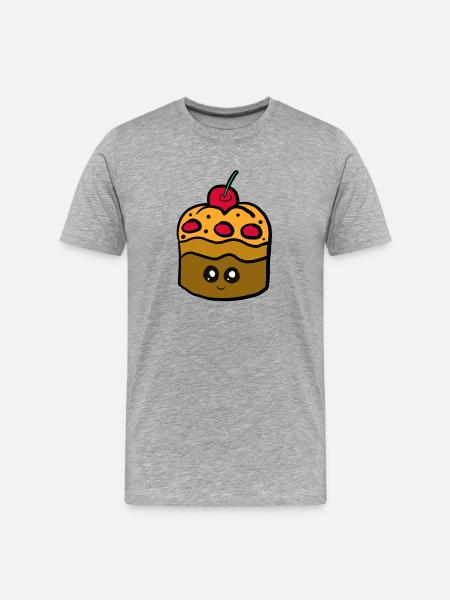 Kawaii cake with cherry maffin - Men's Premium Organic T-Shirt - heather grey
